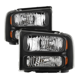 xTune Ford F250 F350 F450 Superduty Excursion 99-04 Headlights Black HD-JH-FF25099-HA-BK