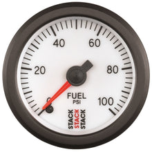 Load image into Gallery viewer, Autometer Stack 52mm 0-100 PSI 1/8in NPTF Male Pro Stepper Motor Fuel Pressure Gauge - White