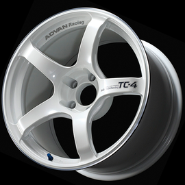 Advan TC4 18x7.5 / +48 Offset / 5x112 / 66.5mm Bore / Racing White Metallic and Ring