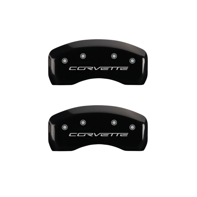 MGP 4 Caliper Covers Engraved Front & Rear C6/Corvette Black finish silver ch