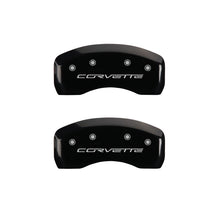 Load image into Gallery viewer, MGP 4 Caliper Covers Engraved Front &amp; Rear C6/Corvette Black finish silver ch