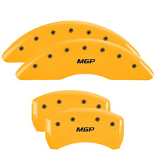 Load image into Gallery viewer, MGP 4 Caliper Covers Engraved Front &amp; Rear MGP Yellow finish black ch