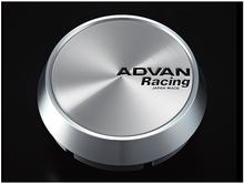 Load image into Gallery viewer, Advan Racing Center Cap 73mm Middle Height - Platinum Silver + Black Letters