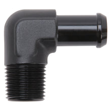 Load image into Gallery viewer, Edelbrock Hose End 90-Deg 1/2In NPT to 5/8In Barb Black Anodize