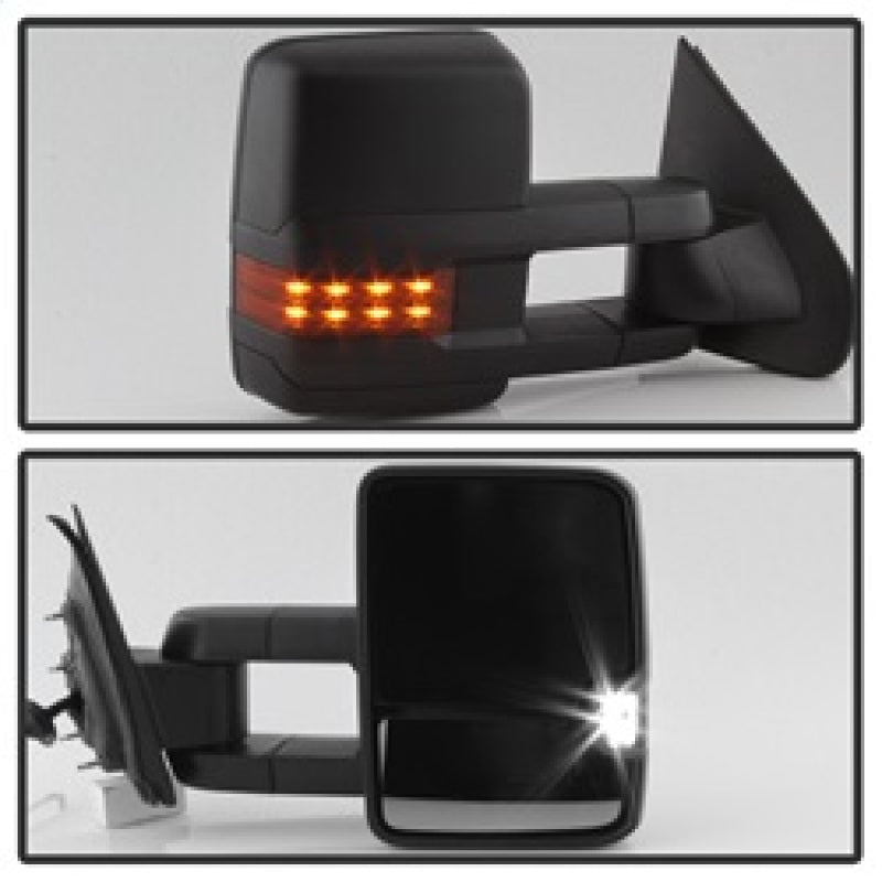 xTune Chevy Silverado 14-16 Heated Amber LED Signal Telescoping Mirrors MIR-CSIL14S-G2-PWH-AM-SET