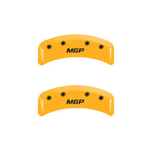 Load image into Gallery viewer, MGP 4 Caliper Covers Engraved Front &amp; Rear MGP Yellow Finish Black Char 2001 Ford Mustang