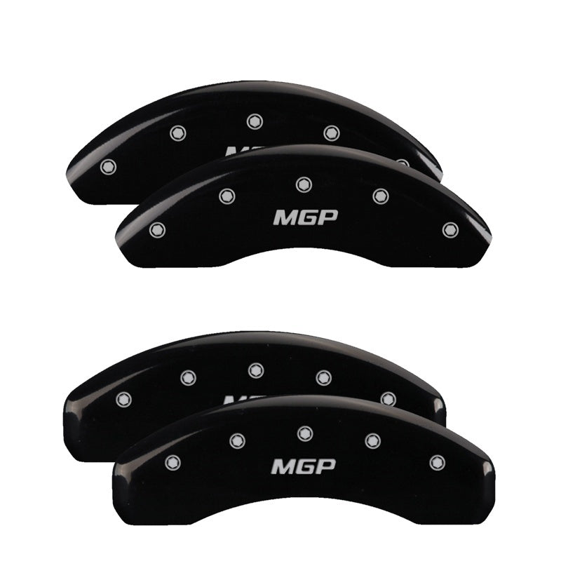 MGP 4 Caliper Covers Engraved Front & Rear No bolts/Sport Black finish silver ch