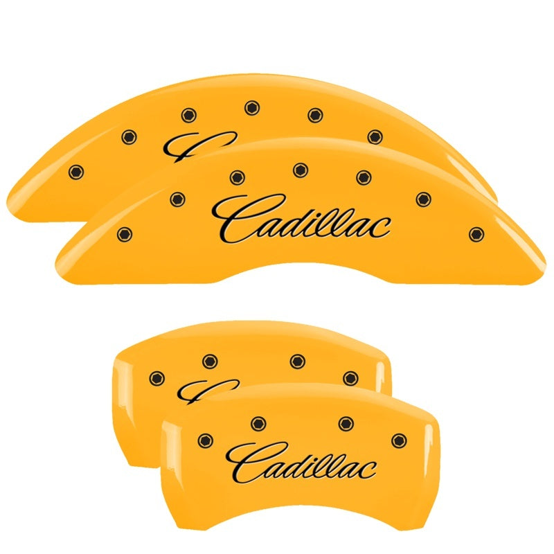 MGP 4 Caliper Covers Engraved Front & Rear GMC Yellow finish black ch