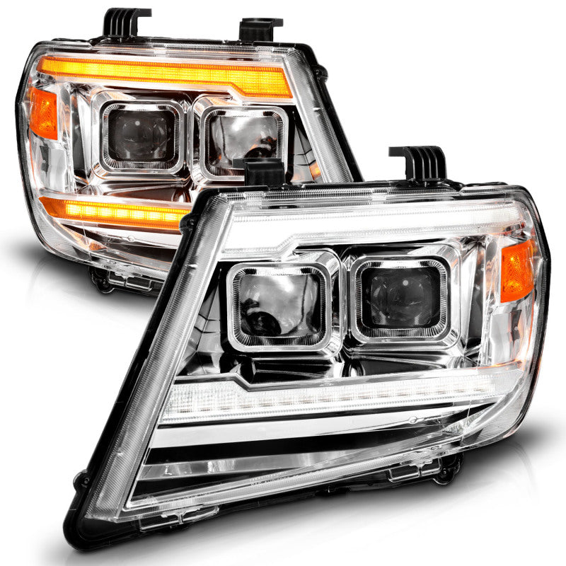 ANZO 09-20 Nissan Frontier Chrome Projector Plank Style DRL w/ Switchback & Sequential LED DRL