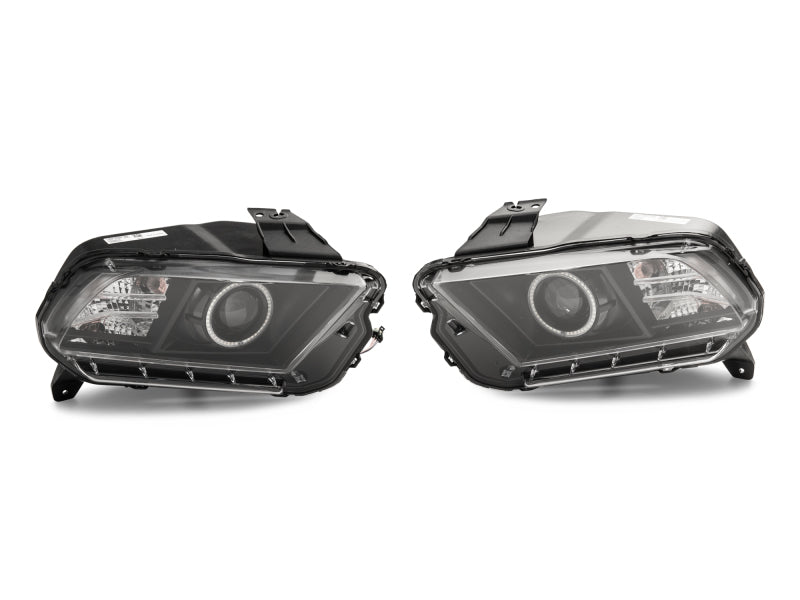 Raxiom 13-14 Ford Mustang LED Halo Projector Headlights- Black Housing (Clear Lens)