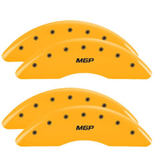 Load image into Gallery viewer, MGP 4 Caliper Covers Engraved Front &amp; Rear 2019+ Ram 2500/3500 Yellow Finish Black MGP Logo