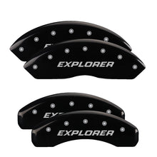 Load image into Gallery viewer, MGP 4 Caliper Covers Engraved Front &amp; Rear Explorer/2011 Black Finish Silver Char 2010 Ford Explorer