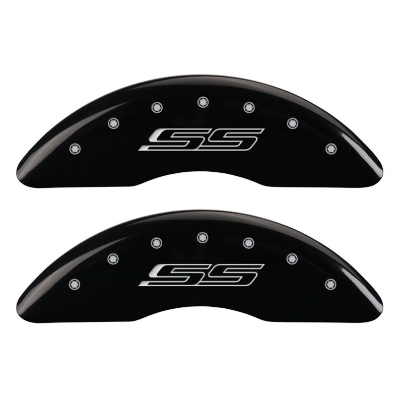 MGP 4 Caliper Covers Engraved Front & Rear Gen 5/SS Black finish silver ch