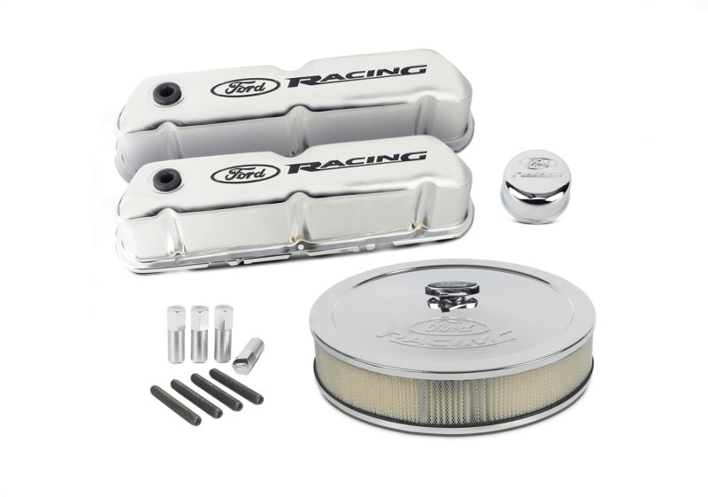 Ford Racing Complete Dress Up Kit Chrome Finish w/Black Emblems