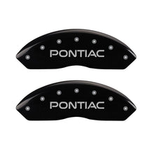 Load image into Gallery viewer, MGP 4 Caliper Covers Engraved Front &amp; Rear Pontiac Black Finish Silver Char 2007 Pontiac Solstice