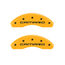 Load image into Gallery viewer, MGP 4 Caliper Covers Engraved F &amp; R Gen 4/Camaro Yellow Finish Black Char 1997 Chevrolet Camaro