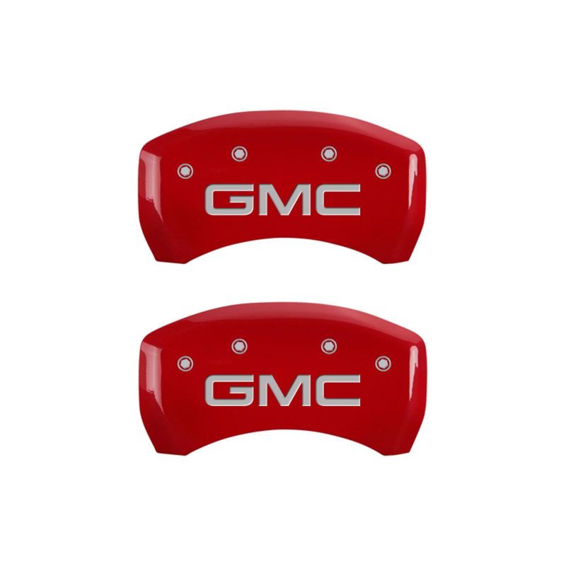 MGP 4 Caliper Covers Engraved Front & Rear GMC Red finish silver ch