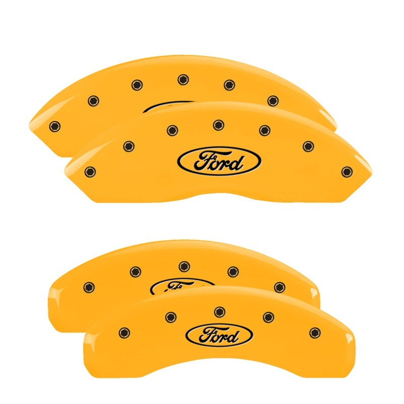 MGP 4 Caliper Covers Engraved Front & Rear Oval Logo/Ford Yellow Finish Black Char 2000 Ford F-150