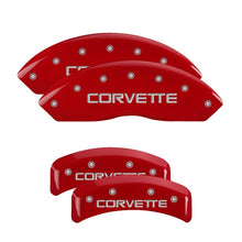 Load image into Gallery viewer, MGP 4 Caliper Covers Gloss Red Engraved with Corvette C4 (Full Kit 4 Pieces)