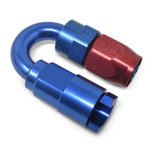 Load image into Gallery viewer, Russell Performance 5/16in SAE Quick Disc Female to -6 Hose Red/Blue 180 Degree Hose End