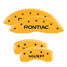 Load image into Gallery viewer, MGP 4 Caliper Covers Engraved Front &amp; Rear Pontiac Yellow Finish Black Char 2001 Pontiac Firebird