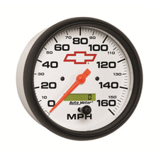 Load image into Gallery viewer, AutoMeter Gauge Speedometer 5in. 160MPH Elec. Programmable Chevy Red Bowtie White