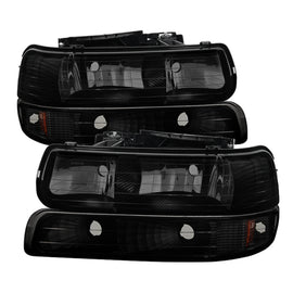 xTune Chevy Tahoe 00-06 Amber Crystal Headlights w/ Bumper Lights Black Smoke HD-JH-CSIL99-SET-BSM