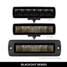 Load image into Gallery viewer, Go Rhino Xplor Blackout Series Sixline LED Flood Light Kit (Flush Mount) - Blk (Pair)