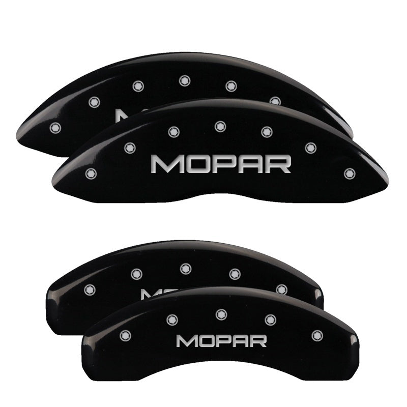 MGP 4 Caliper Covers Engraved Front & Rear MOPAR Black finish silver ch