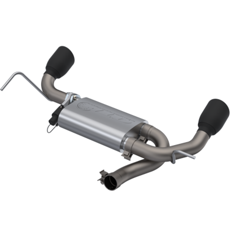 QTP 07-18 Jeep Wrangler 3.6L/3.8L 304SS Screamer Axle Back Exhaust w/4in Black Tips