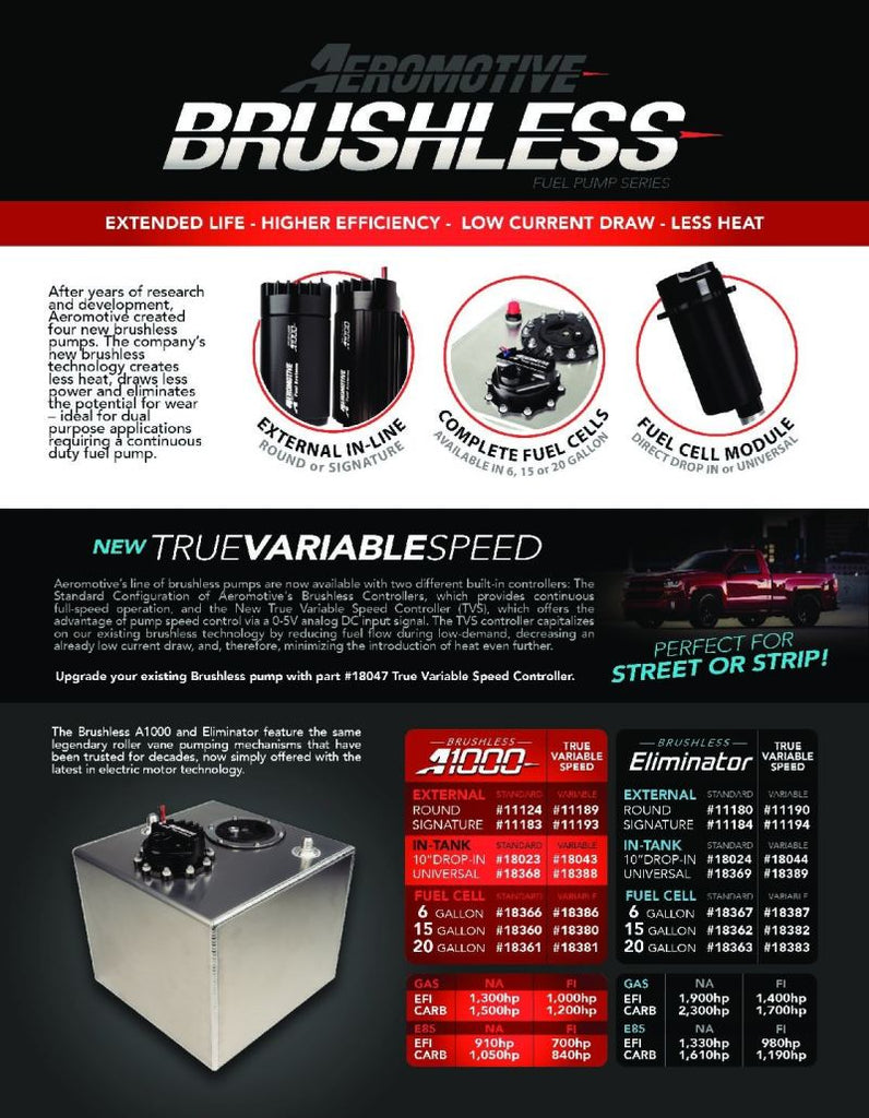 Aeromotive Variable Speed Controlled Fuel Pump - In-line - Signature Brushless Eliminator