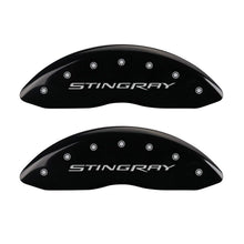 Load image into Gallery viewer, MGP 4 Caliper Covers Engraved Front &amp; Rear Stingray Black finish silver ch