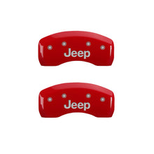 Load image into Gallery viewer, MGP 4 Caliper Covers Engraved Front &amp; Rear JEEP Red finish silver ch