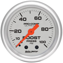 Load image into Gallery viewer, Autometer Ultra-Lite 52mm 0-100 PSI Mechanical Boost Gauge