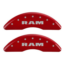 Load image into Gallery viewer, MGP 4 Caliper Covers Engraved Front &amp; Rear RAM Red finish silver ch