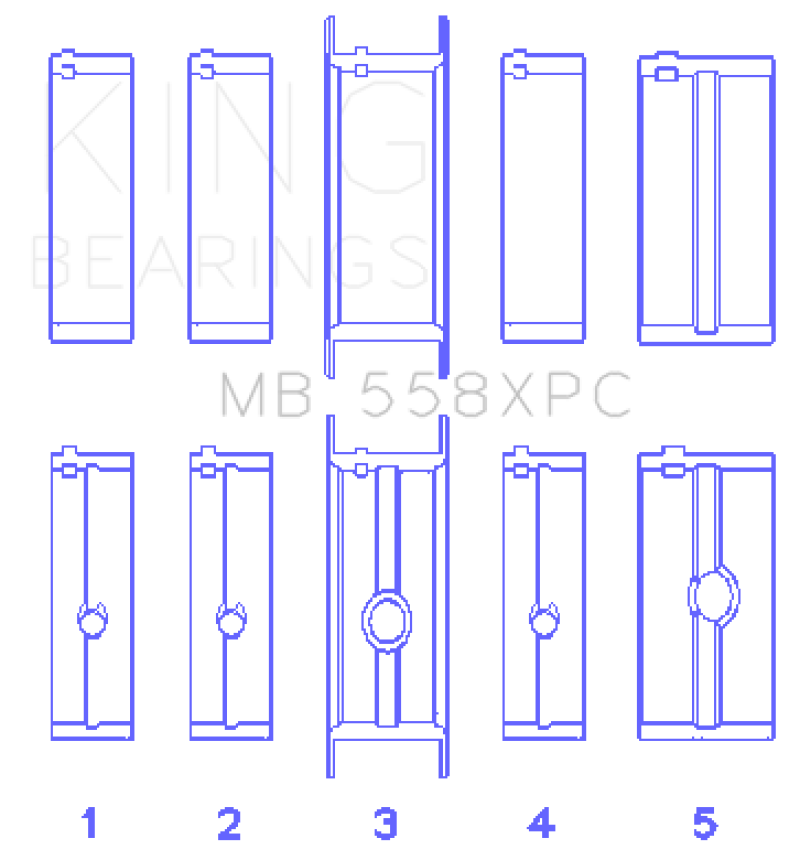 King Chrysler 273 / 301 / 313 / 318 / 340 (Size STDX Oversized) Crankshaft Main Bearing Set