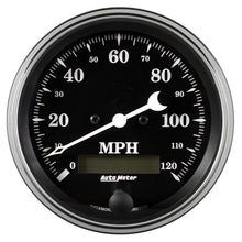 Load image into Gallery viewer, Auto Meter Gauge Speedo. 3 3/8in 120mph Elec. Prog. w/ LCD Odo Old Tyme Black