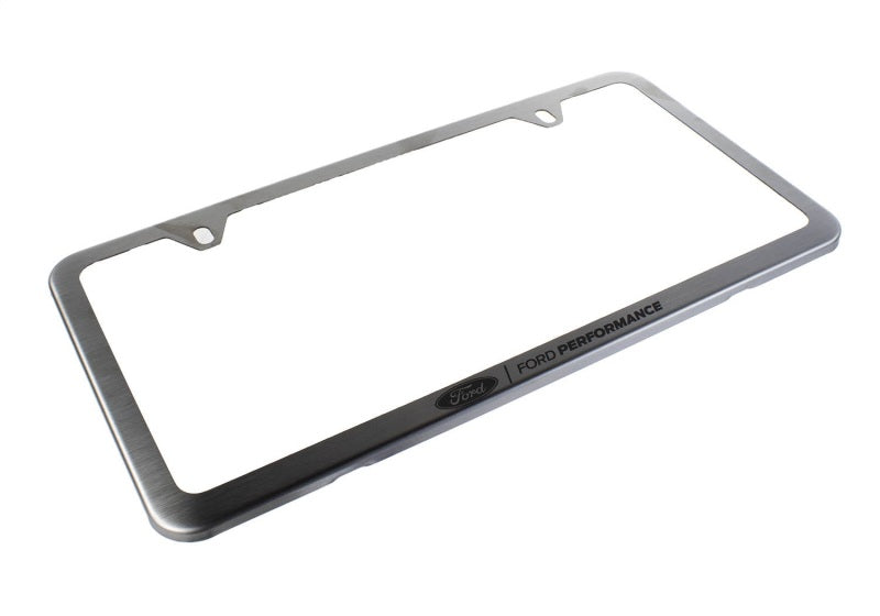 Ford Racing Slim License Plate Frame - Brushed Stainless Steel