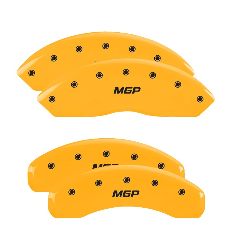 MGP 4 Caliper Covers Engraved Front & Rear Wrangler Yellow Finish Black Char 2003 Jeep Wrangler