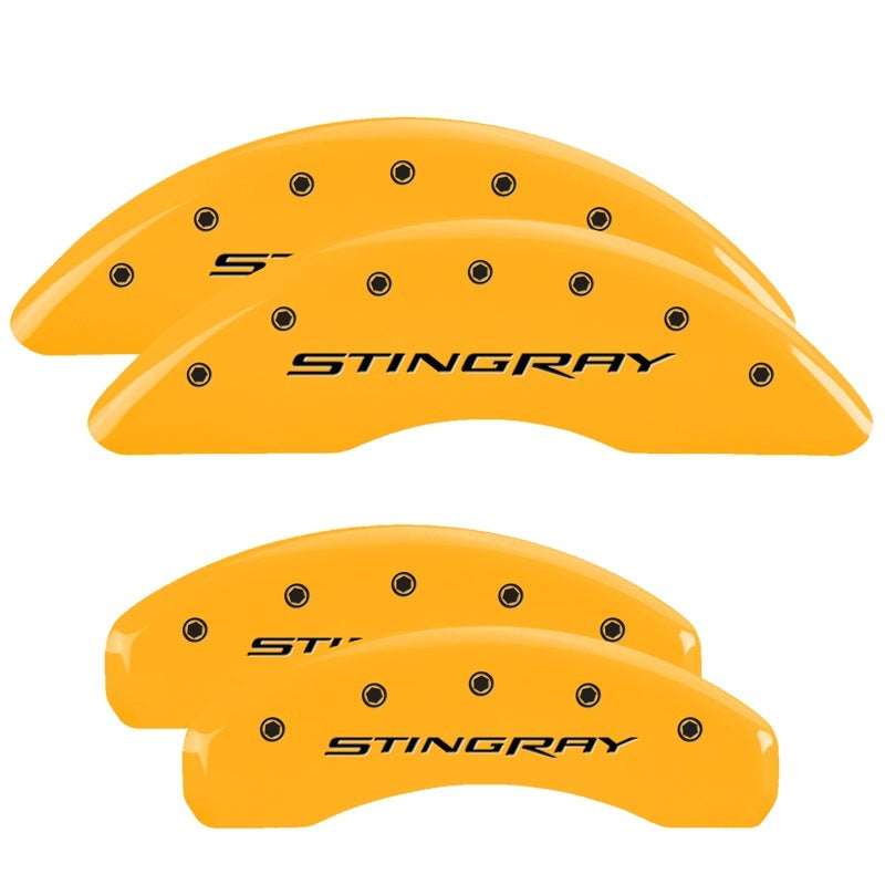 MGP 4 Caliper Covers Engraved Front & Rear Stingray Yellow finish black ch