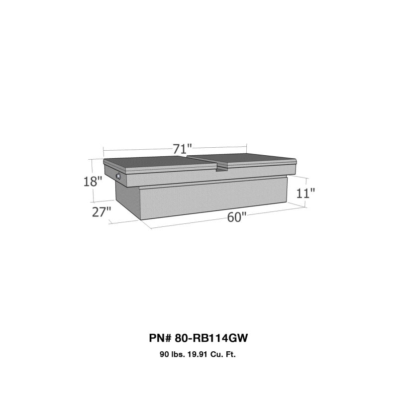 Westin/Brute Gull Wing Lid Full Size Xtra Wide - Aluminum