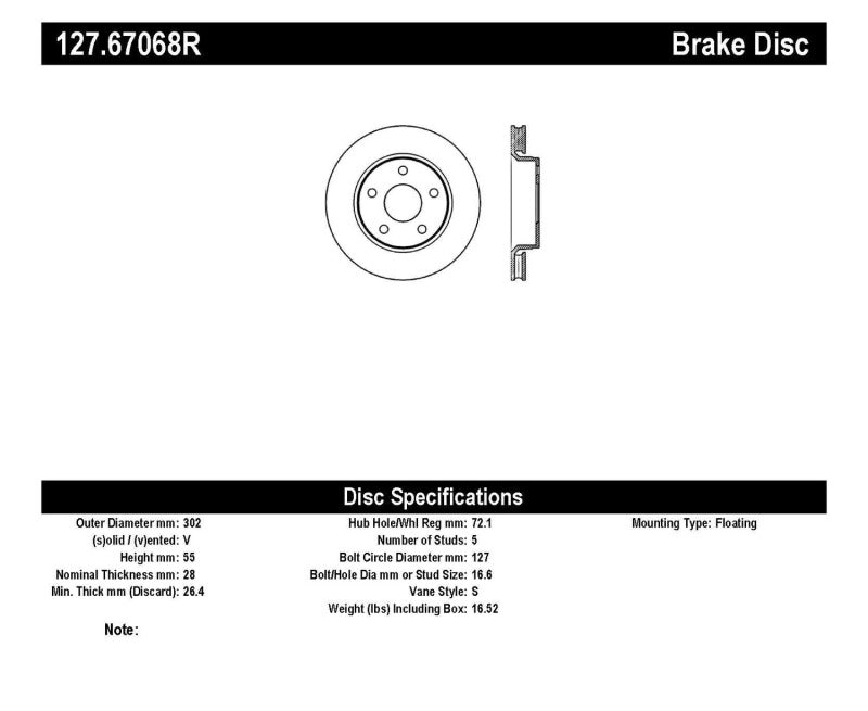 StopTech 07-13 Jeep Wrangler Slotted & Drilled Right Front Rotor