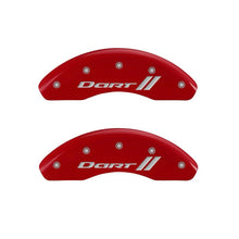 Load image into Gallery viewer, MGP 4 Caliper Covers Engraved Front &amp; Rear With stripes/Dart Red finish silver ch