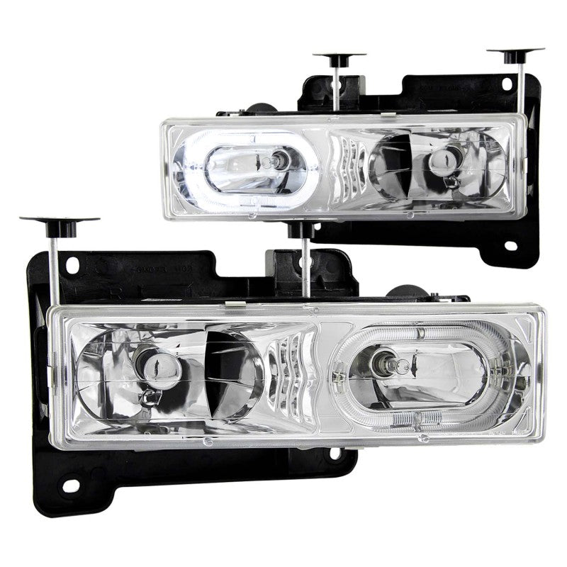 ANZO 1988-1998 Chevrolet C1500 Crystal Headlights Chrome w/ Halo