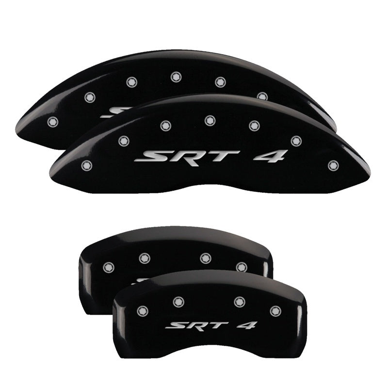 MGP 4 Caliper Covers Engraved Front & Rear SRT4 Black finish silver ch