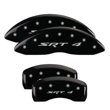 Load image into Gallery viewer, MGP 4 Caliper Covers Engraved Front &amp; Rear SRT4 Black finish silver ch