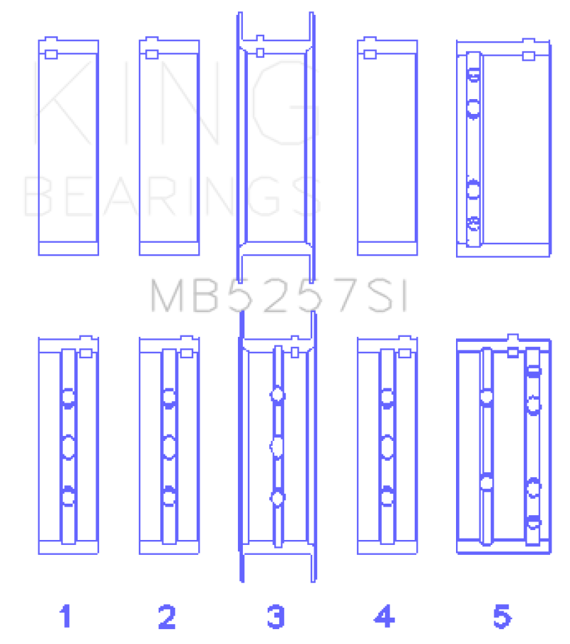 King Engine Bearings General Motors 379 V8 OHV (Size .026) Crankshaft Main Bearings (Set of 5)