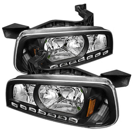 xTune Dodge Charger 06-10 1Pc LED Crystal Headlights Black HD-ON-DCH05-1PC-LED-BK