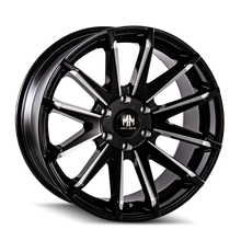 Load image into Gallery viewer, Mayhem 8109 Crossfire 20x9.5 / 5x139.7 BP / 10mm Offset / 108mm Hub Black w/ Milled Spokes Wheel