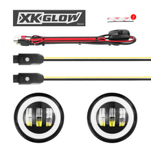 Load image into Gallery viewer, XK Glow 4In Black RGB LED Jeep Wrangler Fog Light XKchrome Bluetooth App Controlled Kit